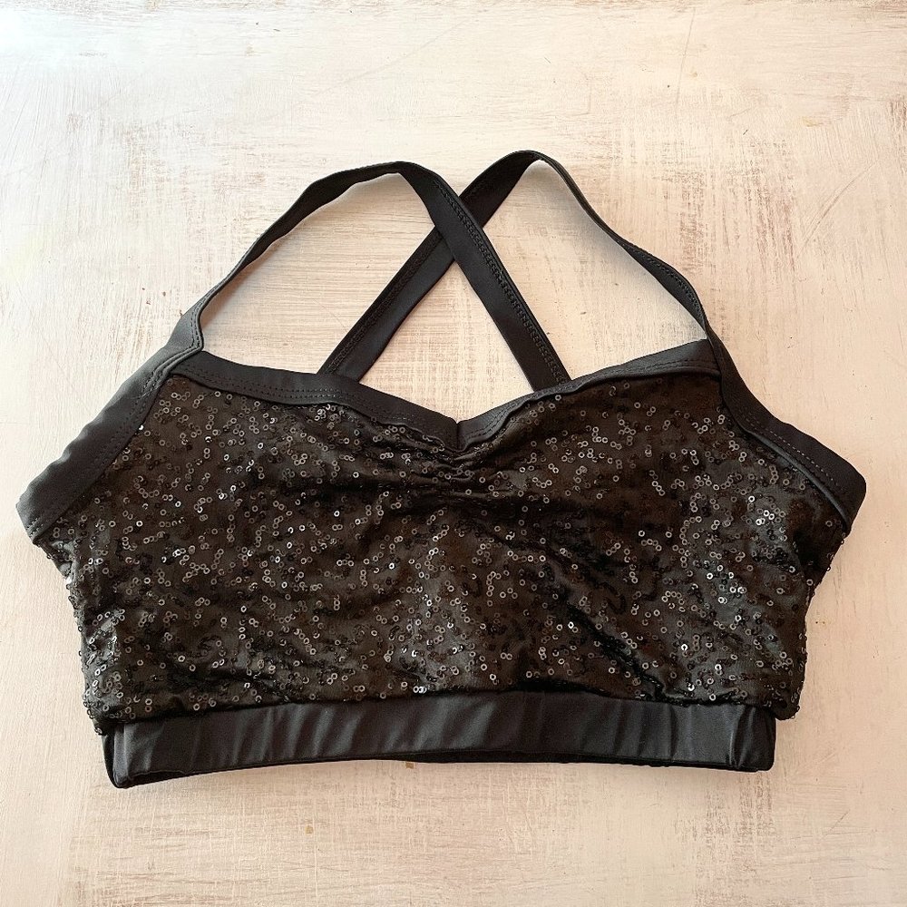 Balera Black Sequin Dance Bra Top - M